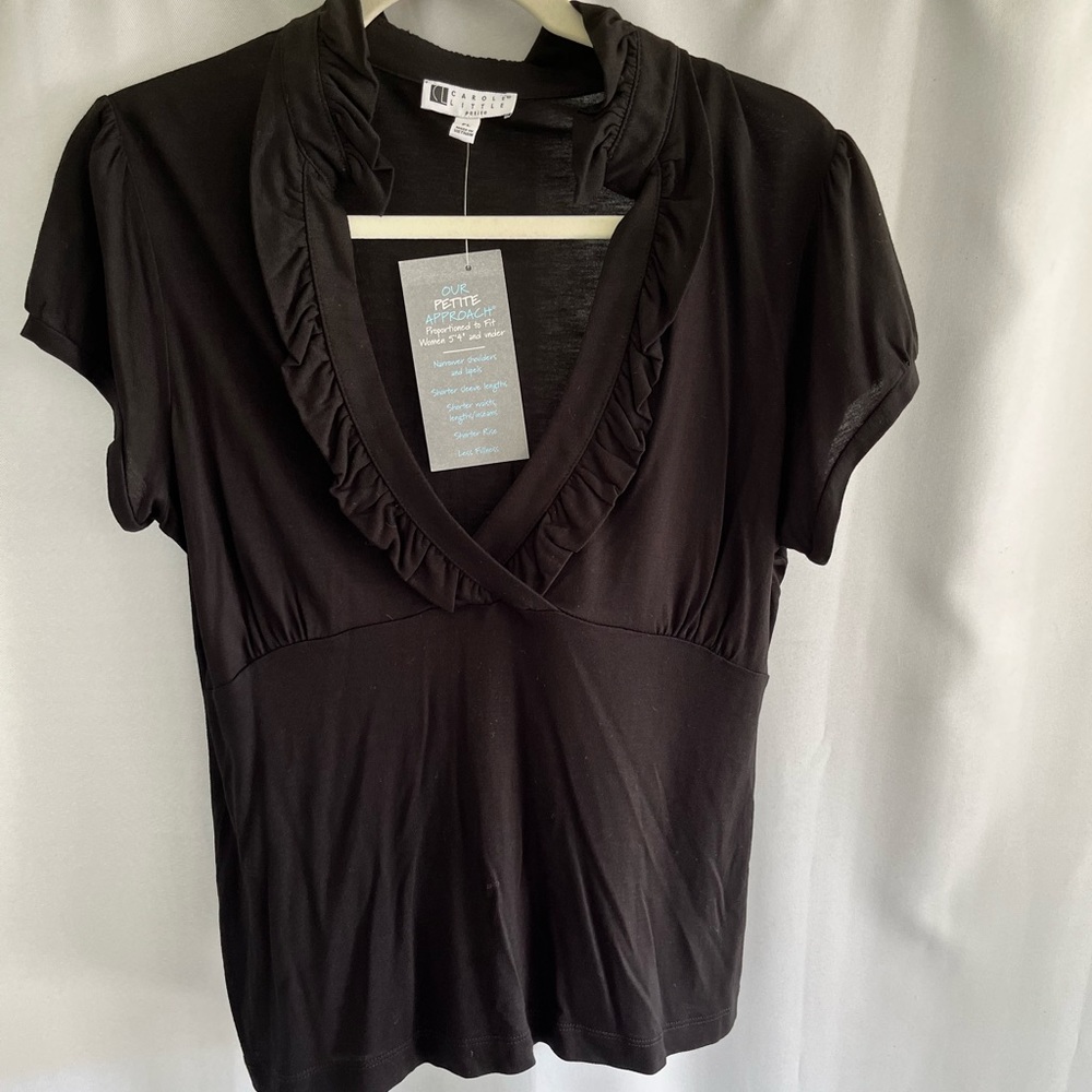 Carole Little Petite Large Black Top NWT
